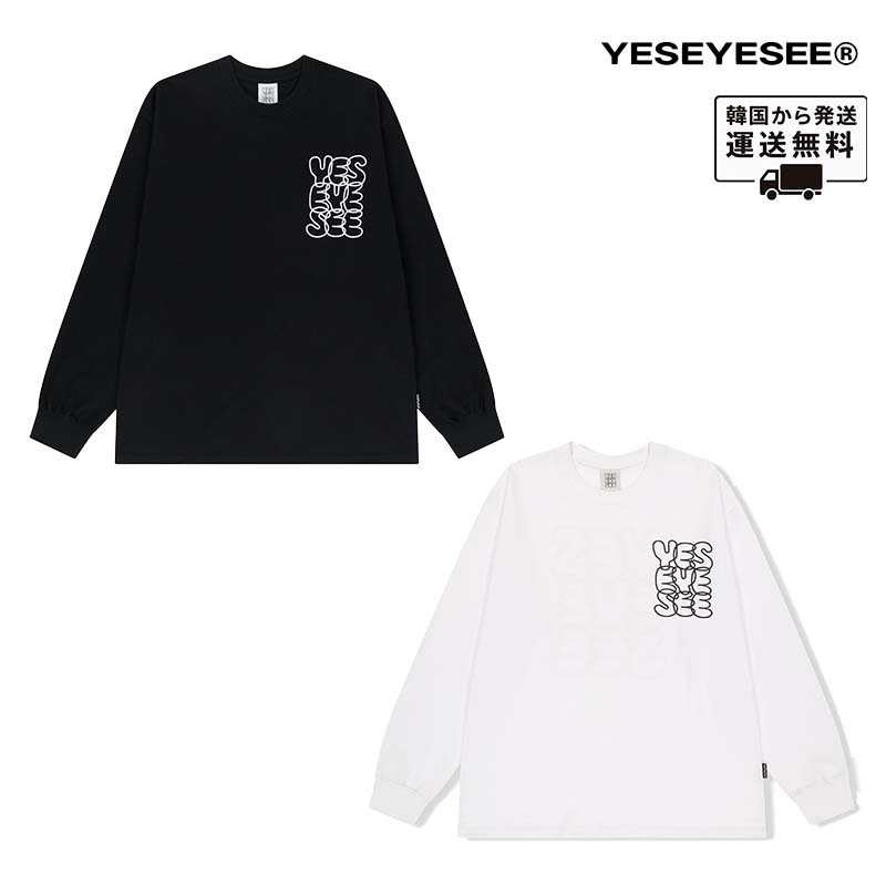 C-Logo L/S Tee 長袖 Tシャツ イェスアイシー 韓国 ブランド ストリート 丸襟 ラウンド クルーネック レディース メンズ ユニセックス 男女兼用 オーバーサイズ コットン 綿 人気