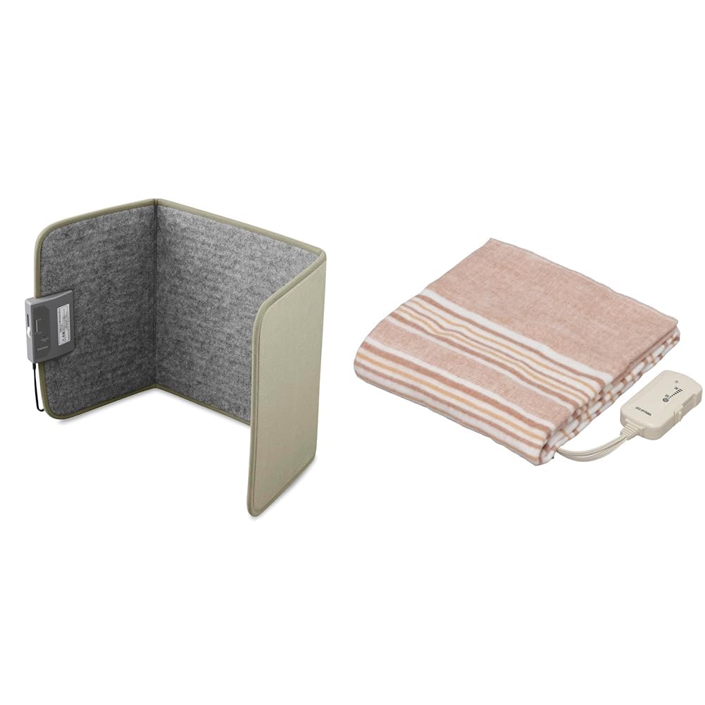 【冬物セット】パネルヒーター 足元ヒーター デスク 5段階温度調節 折り畳み 省エネ 高温センサー付き 幅45x奥行30x高さ48cm APH-16B-T キャメル + 電気毛布 98167