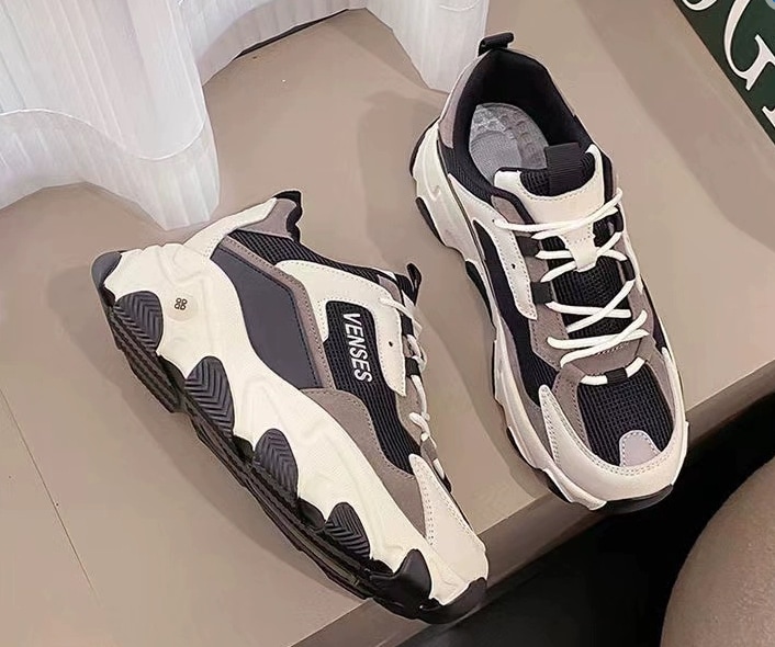 シューズ 靴 運動靴 スポーツ ウォーキング ランニング 厚底スニーカー ダッドシューズ メッシュ バイカラー 紐付き 厚底 軽量性 通気性 弾力性 シンプル カジュアル おしゃれ かっこいい ラフ