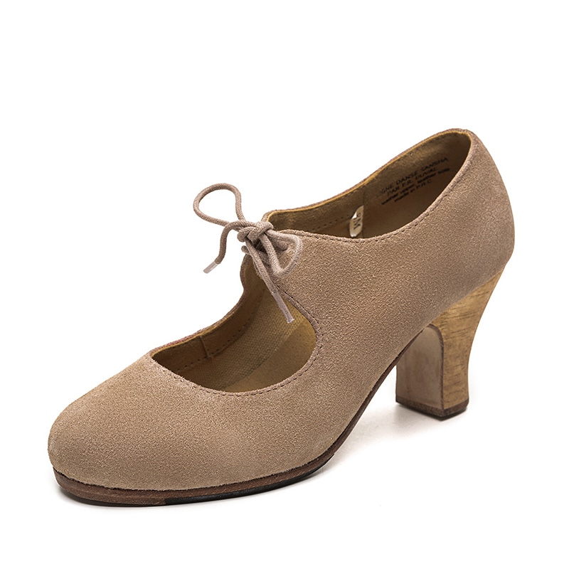 フラメンコシューズ 7cm ハイヒール 釘あり 牛革 本革 レディース ダンスシューズ EMPIRE FL30L ブラック カラメル