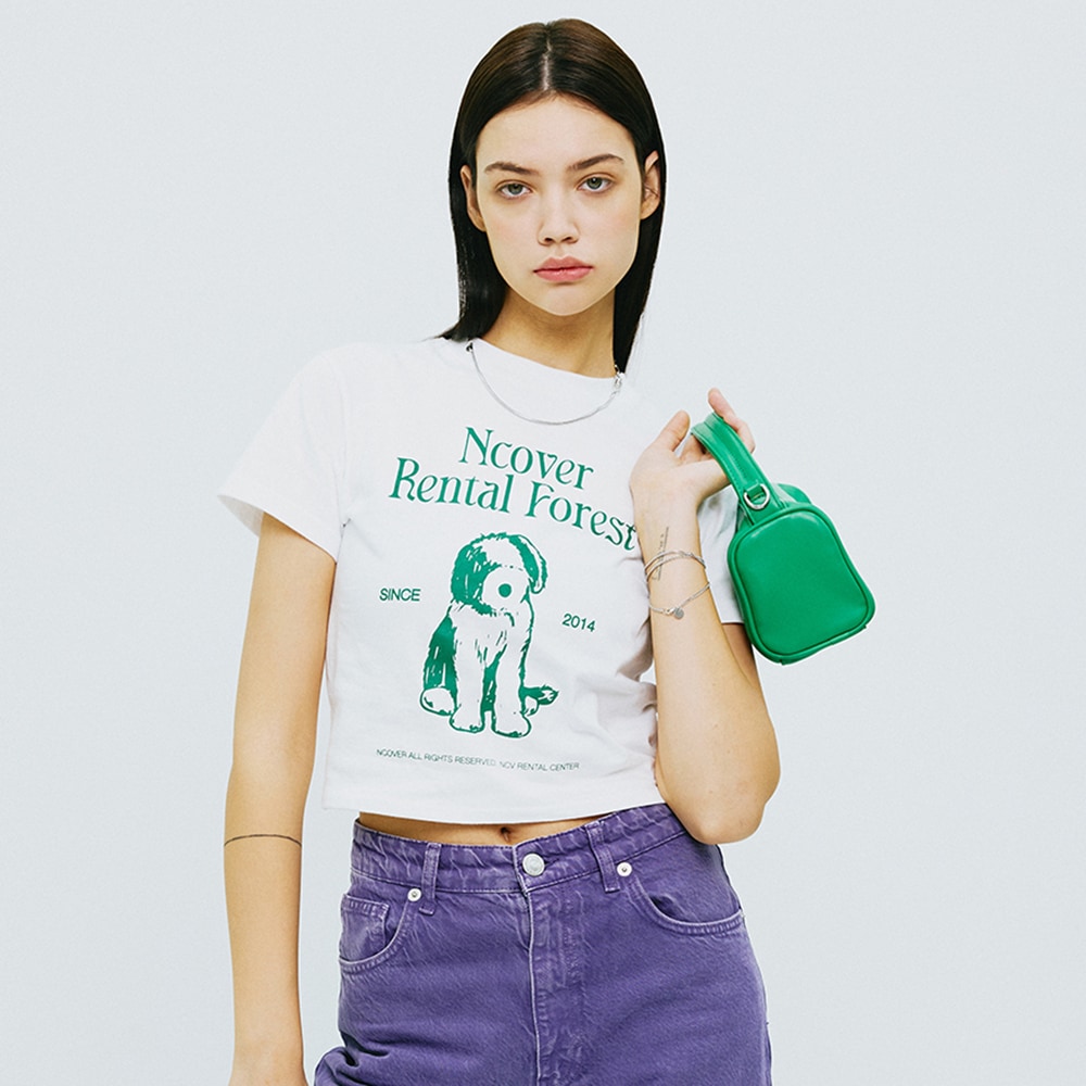 ENGLISH SHEEP DOG CROP TSHIRT-WHITE