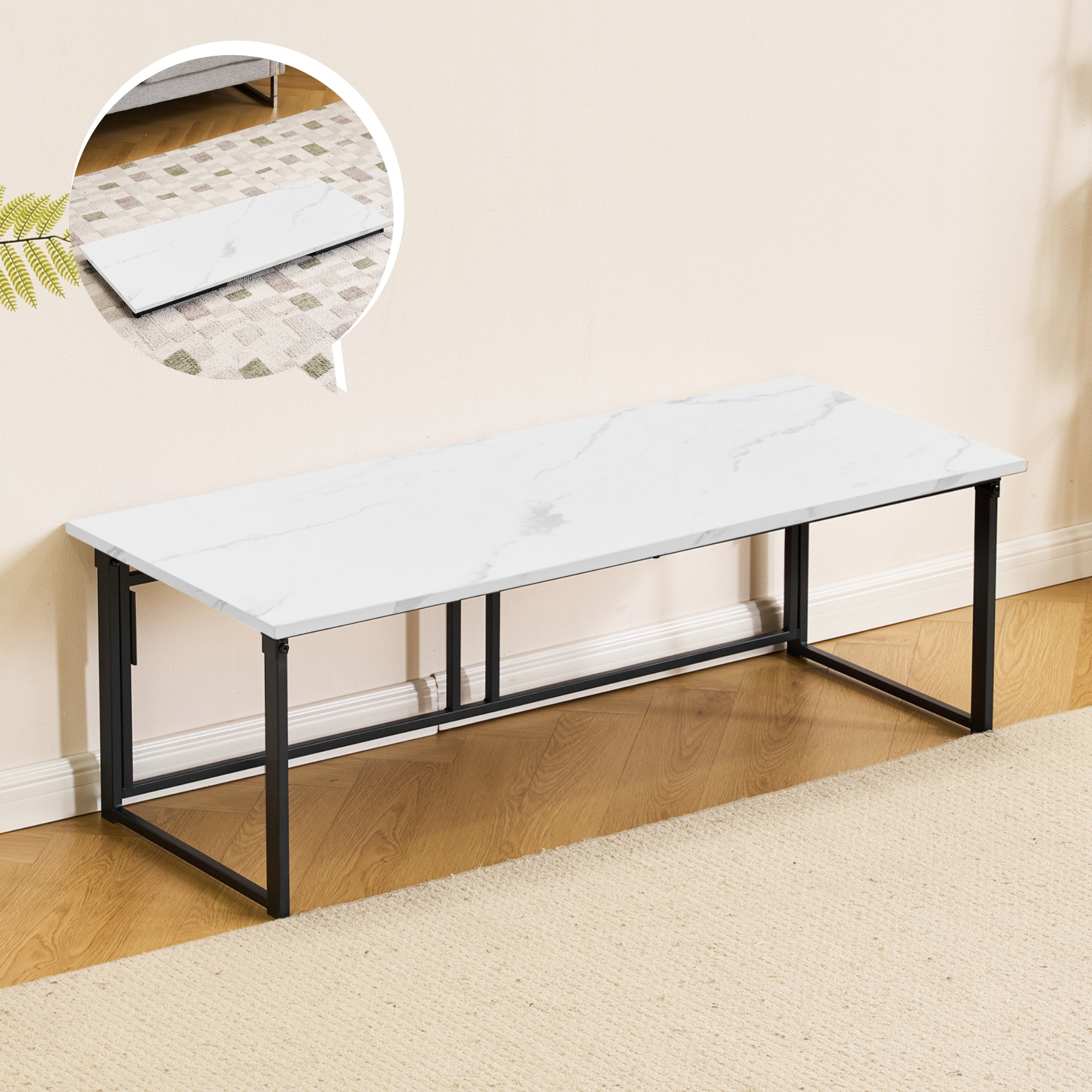 パソコンデスク シンプルワークデスク ゲーミングテーブル 幅120cm 高 White Marble