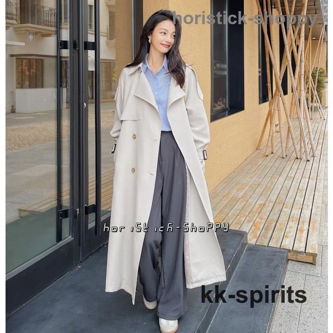 トレンチコート 超ロングコート トレンチコート アウター レディース 春 秋 ウエストマーク 大きいサイズ ボリューム袖 きれいめ カジュアル 上品 通勤 トレンチコート