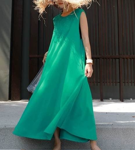 レディース ワンピース プルオーバー ロング マキシ 袖なし ノースリーブ ワイド かわいい 大人可愛い シンプル カジュアル おしゃれ こなれ感 ラフ ルーズ 存在感 キュート アクティブ クール