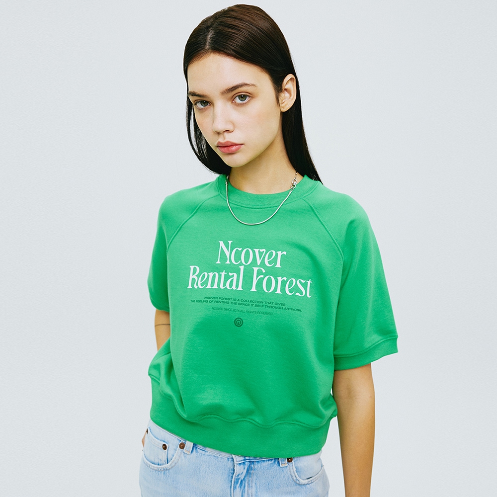 RENTAL FOREST TYPO HALF SWEATSHIRT-GREEN
