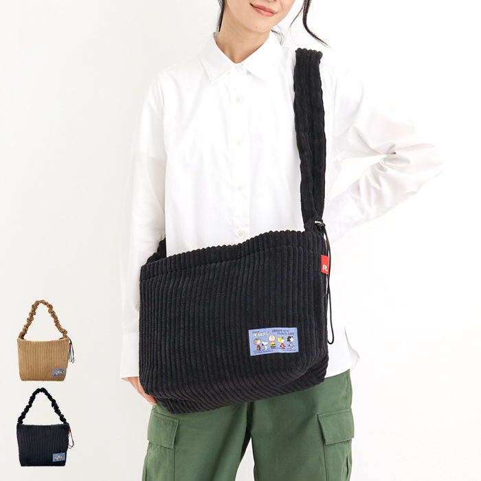 スヌーピー IP.ミディアム.コーデュロイ.ピーナッツ-8U コーデュロイ ショルダーバッグ ショルダー ブランド 太コール 大きめ a4 秋 冬 軽い 軽量 肩掛け 斜めがけ 大人 レディース