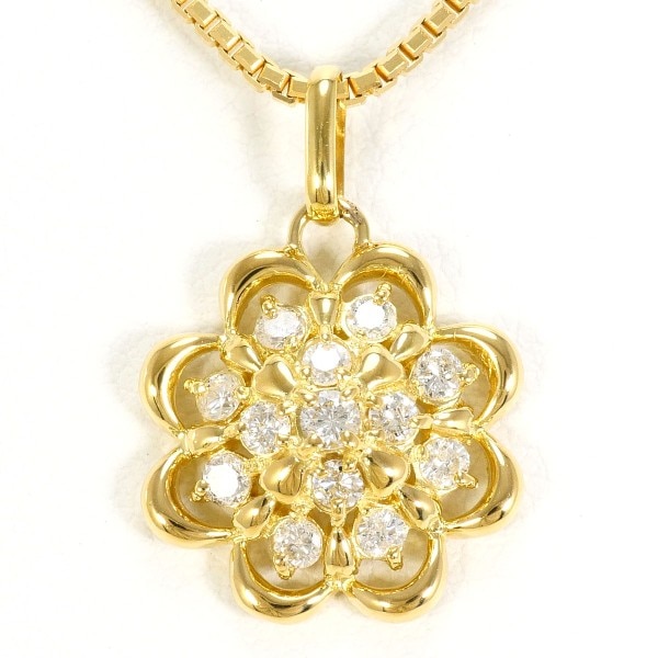 K18 18金 YG ネックレス ダイヤ 0.35 カード鑑別書 ジュエリー 中古