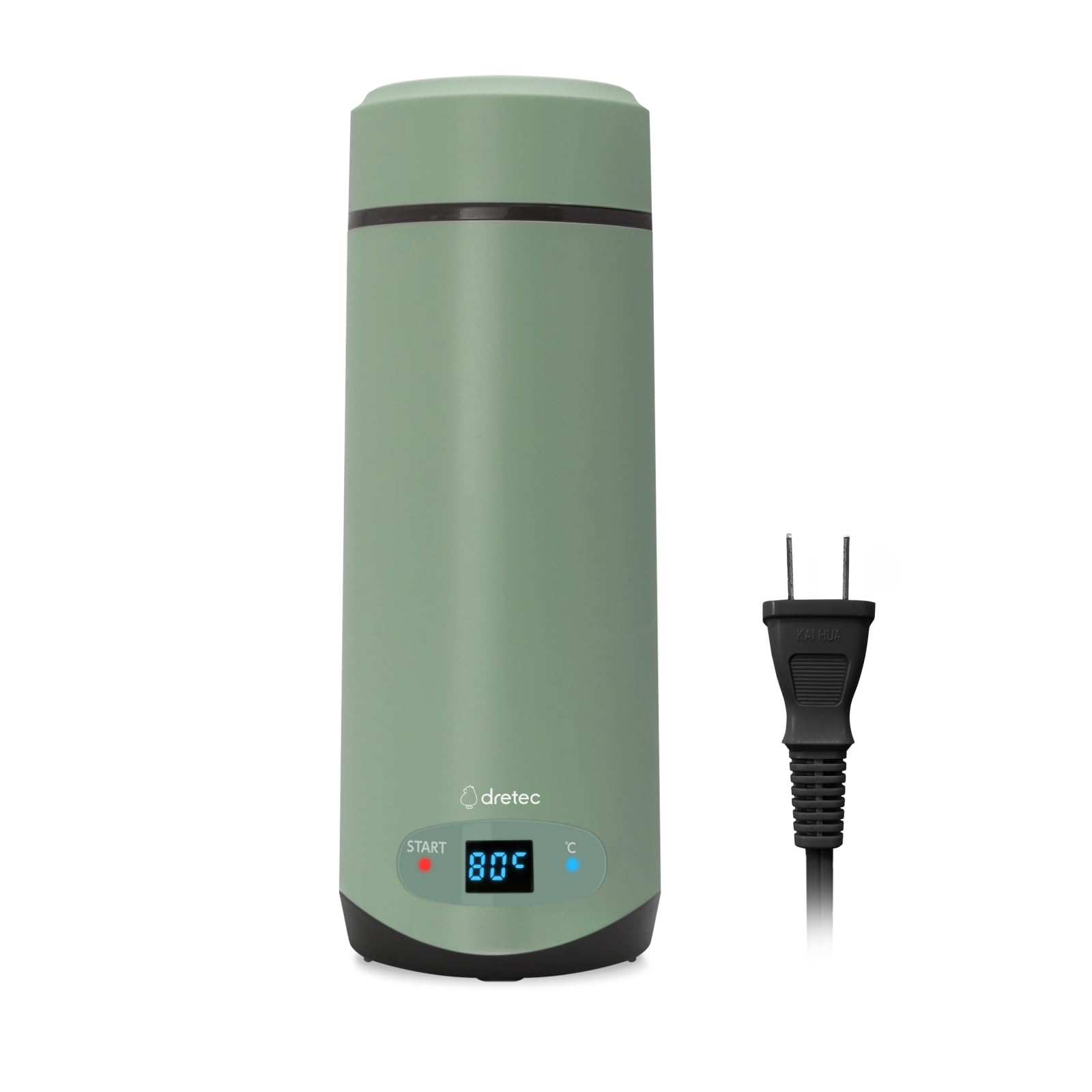 dretec(ドリテック)沸かせる温調ボトル お湯 熱湯 沸騰 温度調節 50/60/70/80/90/95℃ 一人分 アウトドア キャンプ 車中泊 ミルク 病院 ホテル 旅行 小さい 小型 グリーン