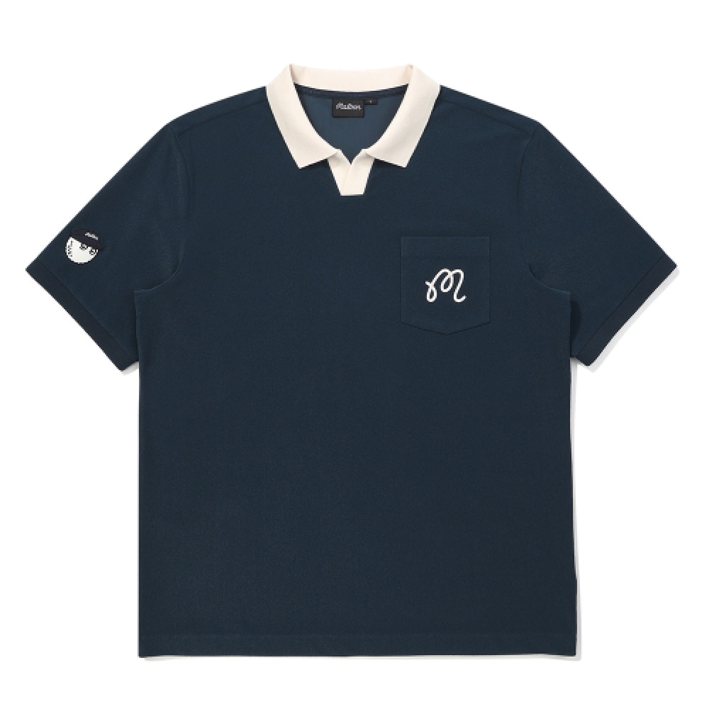 マルボンゴルフプレミアムテリーオープンネック Tシャツネイビー (メンズ)