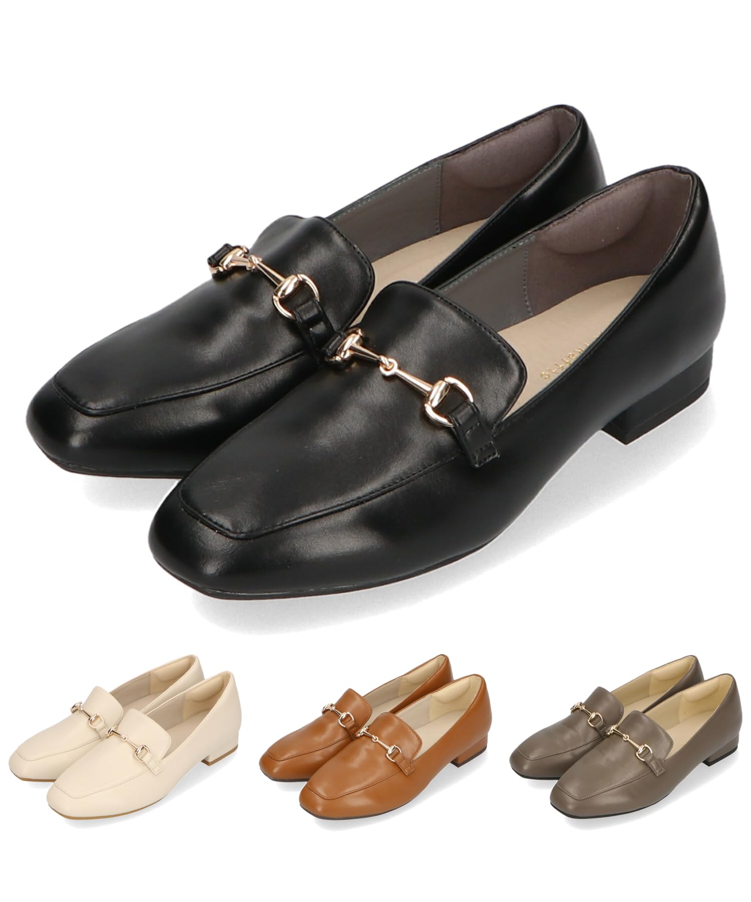 [オリエンタルトラフィック] パンプス ローファー 跳べる スクエアトゥ 2.3cmヒール 大きいサイズ 小さいサイズ 歩きやすい ビットモチーフ クッション入り 履きやすい 疲れにくい R-3210