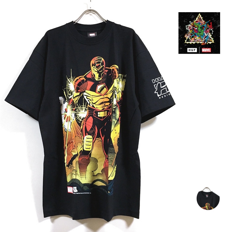HUF ハフ AVENGERS アベンジャーズ コラボ I AM IRON MAN 半袖 Tシャツ メンズ 送料無料