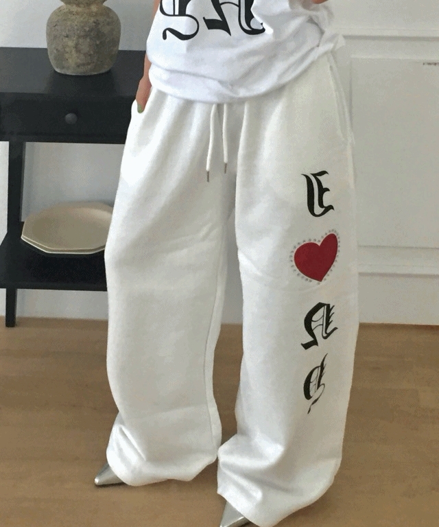 Heart pearl wide pants [3color]