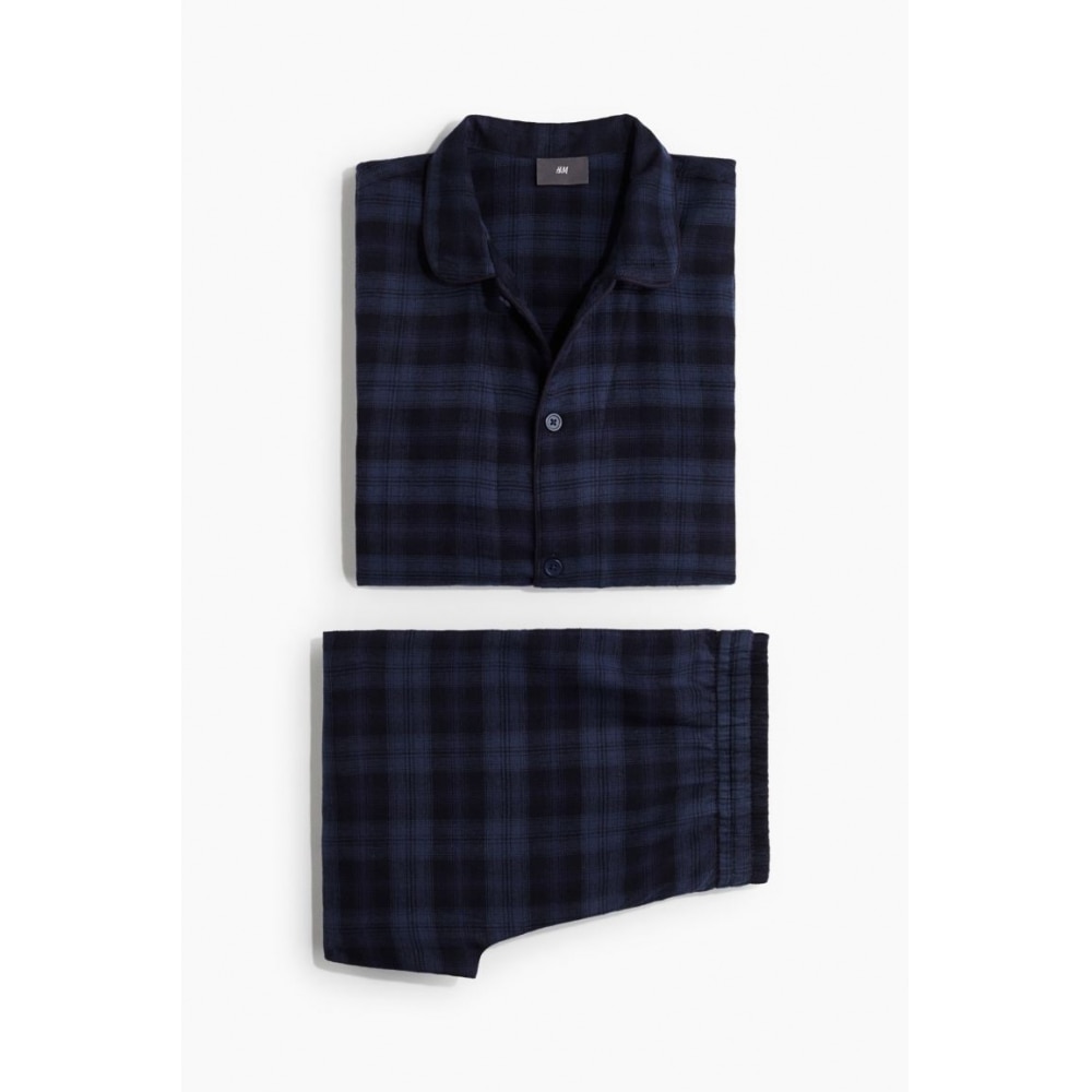 H&M フランネルパジャマネイビーブルー
