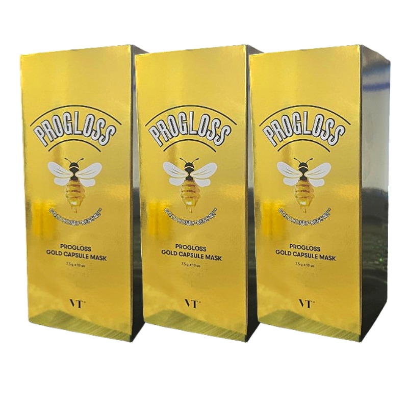 【お得な3箱セット】プログロス ゴールド カプセル マスク 7.5g×10個×3箱（計30個） 保湿 ツヤ肌 フェイスパック CICAケア ツボクサエキス配合 韓国コスメ スペシャルケア