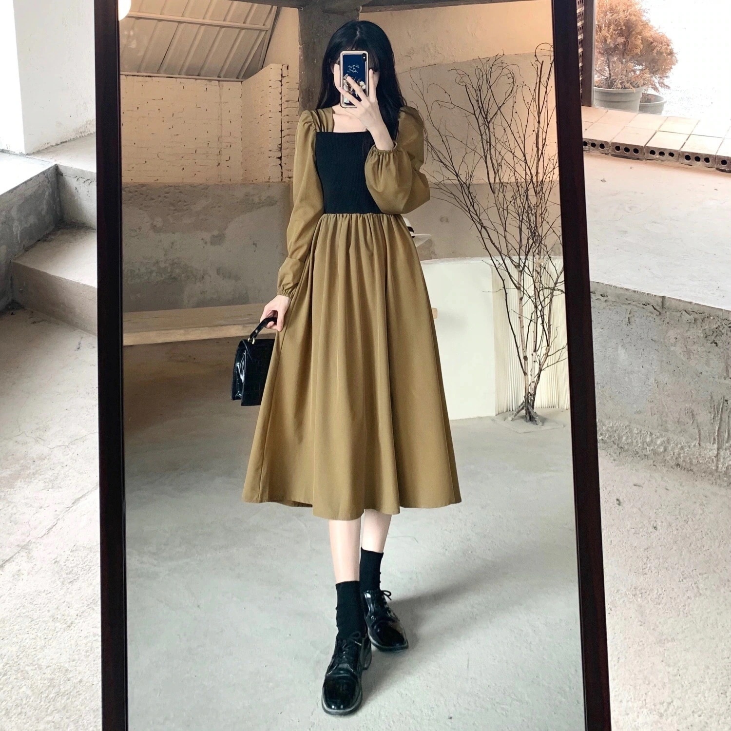 ワンピース ロングスカート 高級感 フランス 小香風ワンピース 長袖ロングスカート ダウンコート ロングスカート やせて見える 韓国ファッション レディース