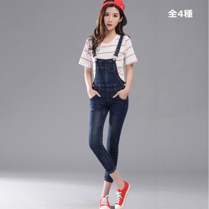 【全店任意2枚購入で100円OFF】デニムサロペット オーバーオール ジーンズ 無地 女子 スリム ストレート シンプル レディース ガールズ 大きいサイズ ロングパンツ デニム ジーパン 春 夏 夏