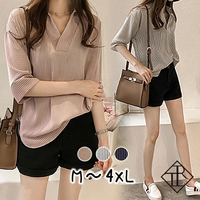 ２点で13o円OFF！【即納】ブラウス レディース 半袖 シャツ 春 夏 春夏 大きいサイズ トップス オフィスカジュアル きれいめ お呼ばれ Vネック SNS映え 体型カバー 袖あり ガーリー ナチ