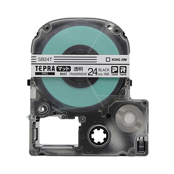 (まとめ) キングジム テプラ PRO テープカートリッジ マットラベル 24mm 透明／黒文字 SB24T 1個 (×10セット)ラベル・ステッカー