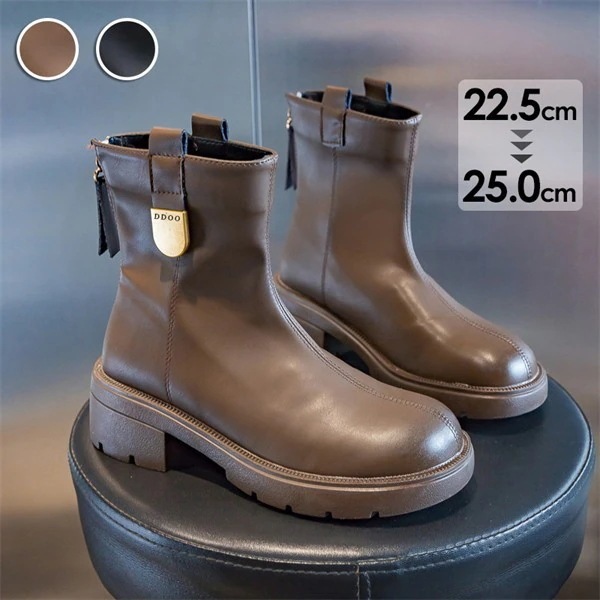 ショートブーツ レディース 歩きやすい 軽量 サイドジップ 滑らない 痛くない カジュアル 防滑 スポーティ 防寒 女靴 美脚 ブラック ブラウン