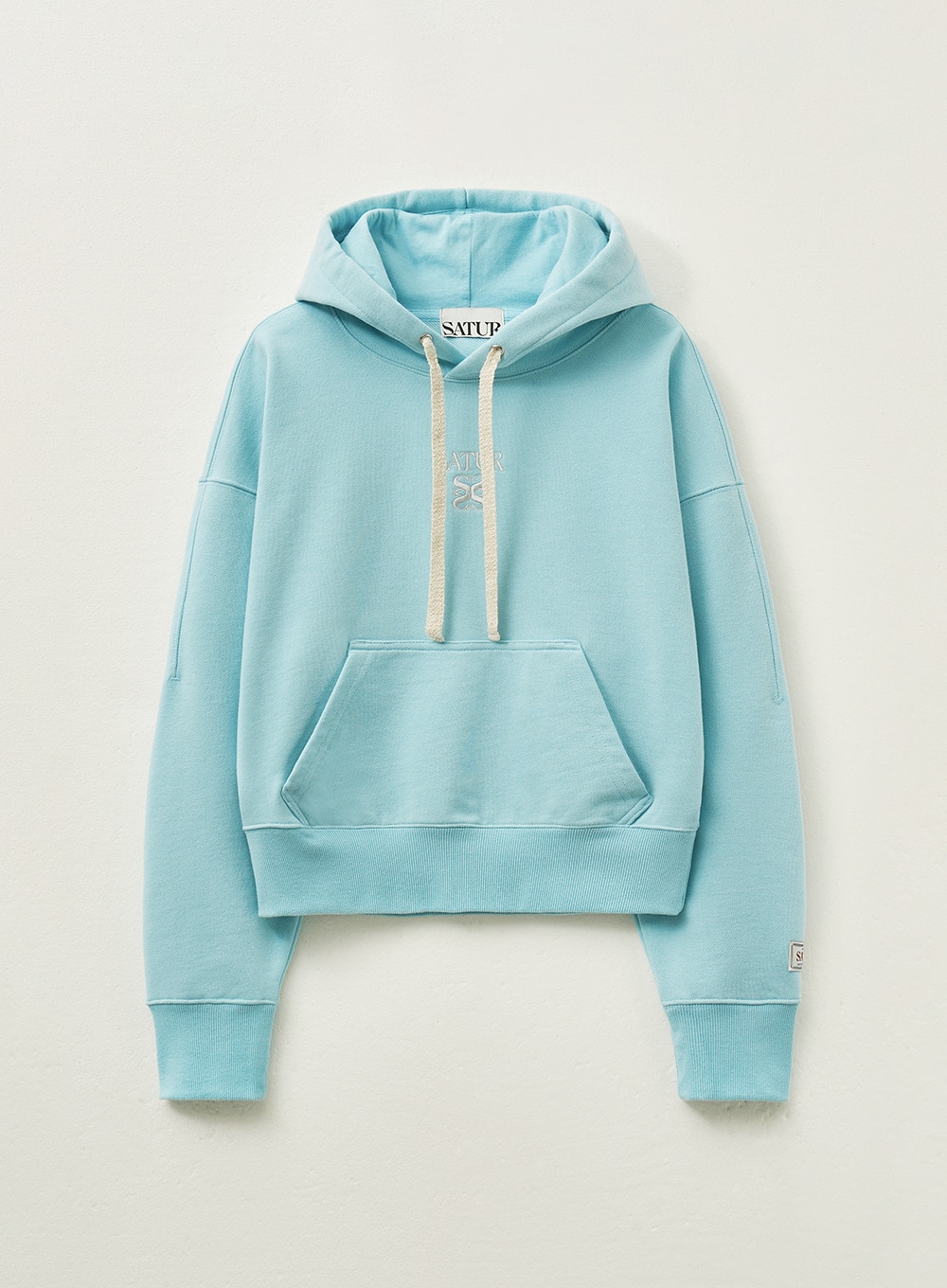 【SATUR】 (W) APERO POCKET CROP HOODIE : BLUE