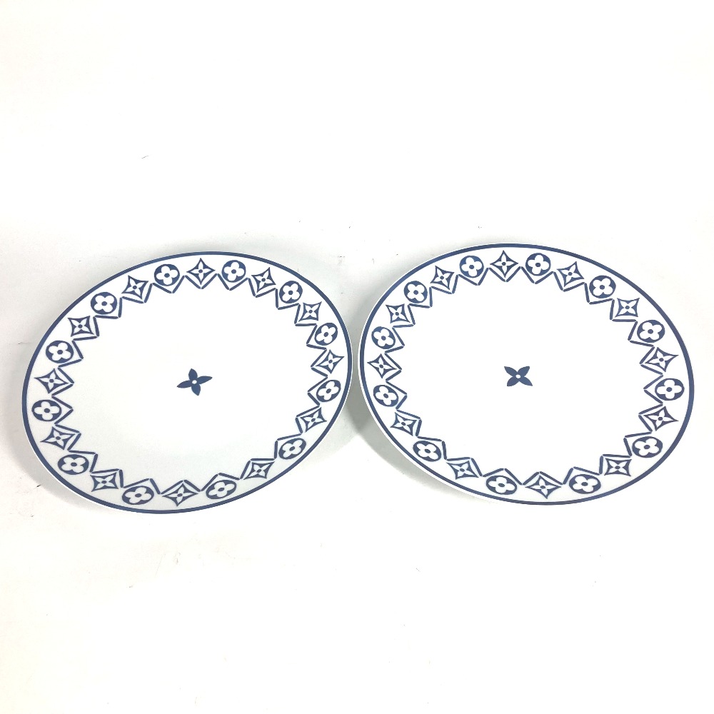 お皿 R95649 セットオブ2ディナープレート モノグラム フラワータイル プレゼント 2枚セット 皿 食器 プレート 陶器 ブルー