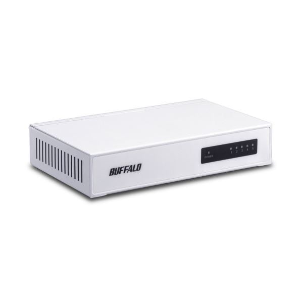 (まとめ) バッファロー 10/100M対応スイッチングハブ 金属筐体 電源内蔵 5ポート ホワイト LSW4-TX-5NS/WHD 1台 (×5セット)