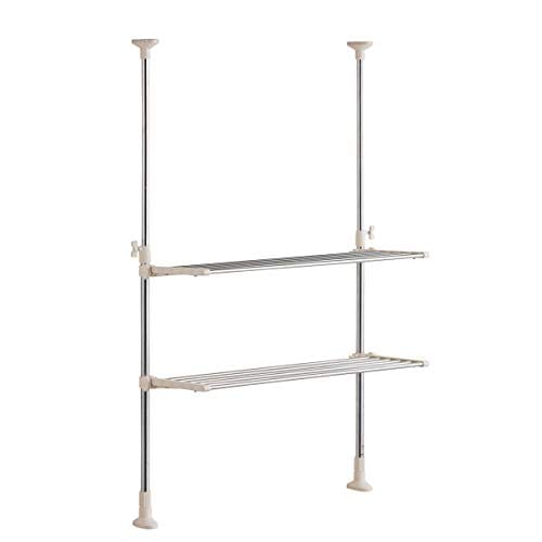 色：ワームグレー サイズ：レギュラー棚/2段 ベストコ ステンレス つっぱりキッチンラック 2段 レ