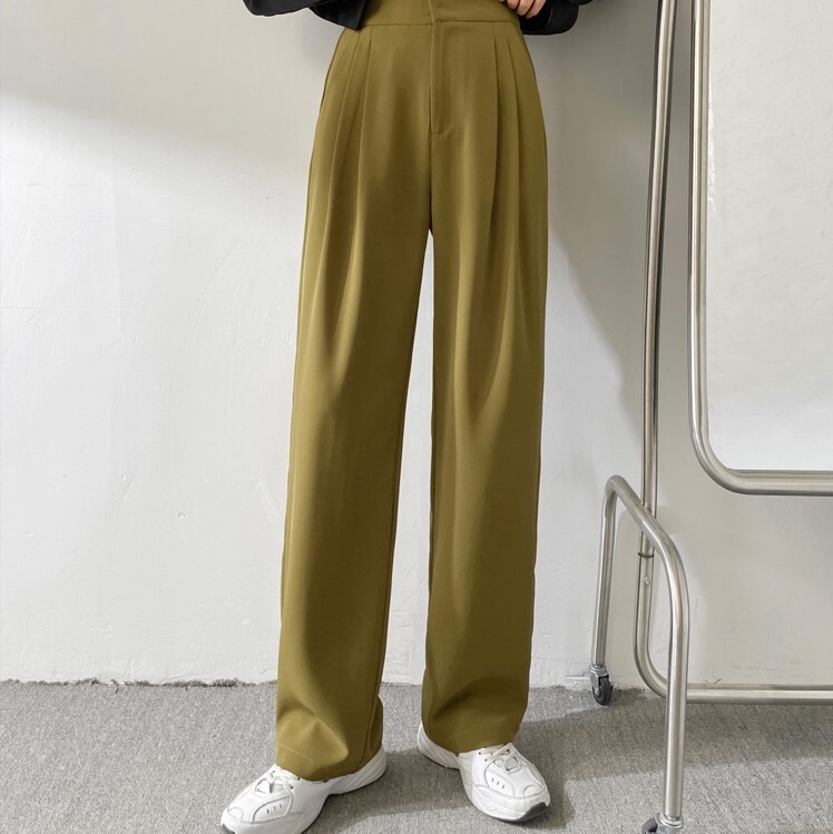 ボトムス パンツ ズボン ワイドパンツ ロング ロング丈 ハイウエスト かっこいい 無地 春 夏 秋 冬 オールシーズン 個性的 ブラック ブルー イエロー S M L XL 2XL こなれ感