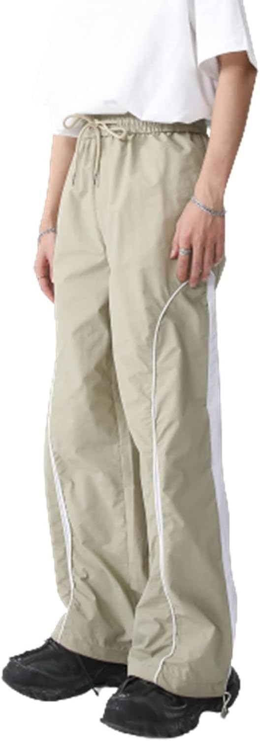 ワイドパンツ メンズ ストリートファション バギーパンツ ルーズ ヒップホップ パッチワーク 春 夏 ビッグシルエット ガウチョパンツ 裾 調整紐 2way カジュアル ロングパンツ シューカット デ