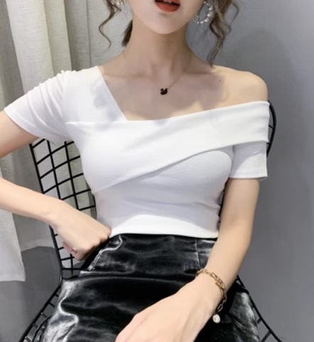 トップス デート モテアイテム カットソー オフショルダー Vネック タイト コットン 大人可愛い きれいめ 上品 おしゃれ かっこいい 大人可愛い ラブリー キュート ガーリー クール モード系