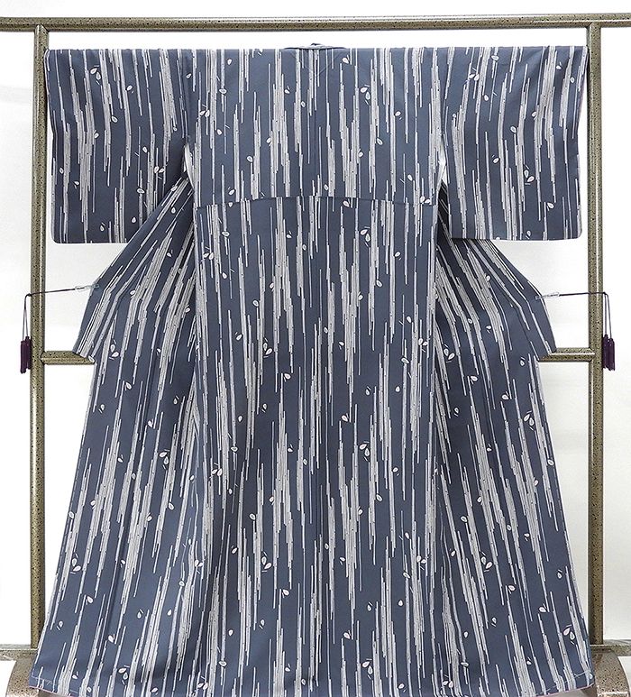 小紋 新品仕立済 正絹 縦縞幾何模様 小紋 身丈164.5cm 裄丈68cm 新品 仕立て上がり 着