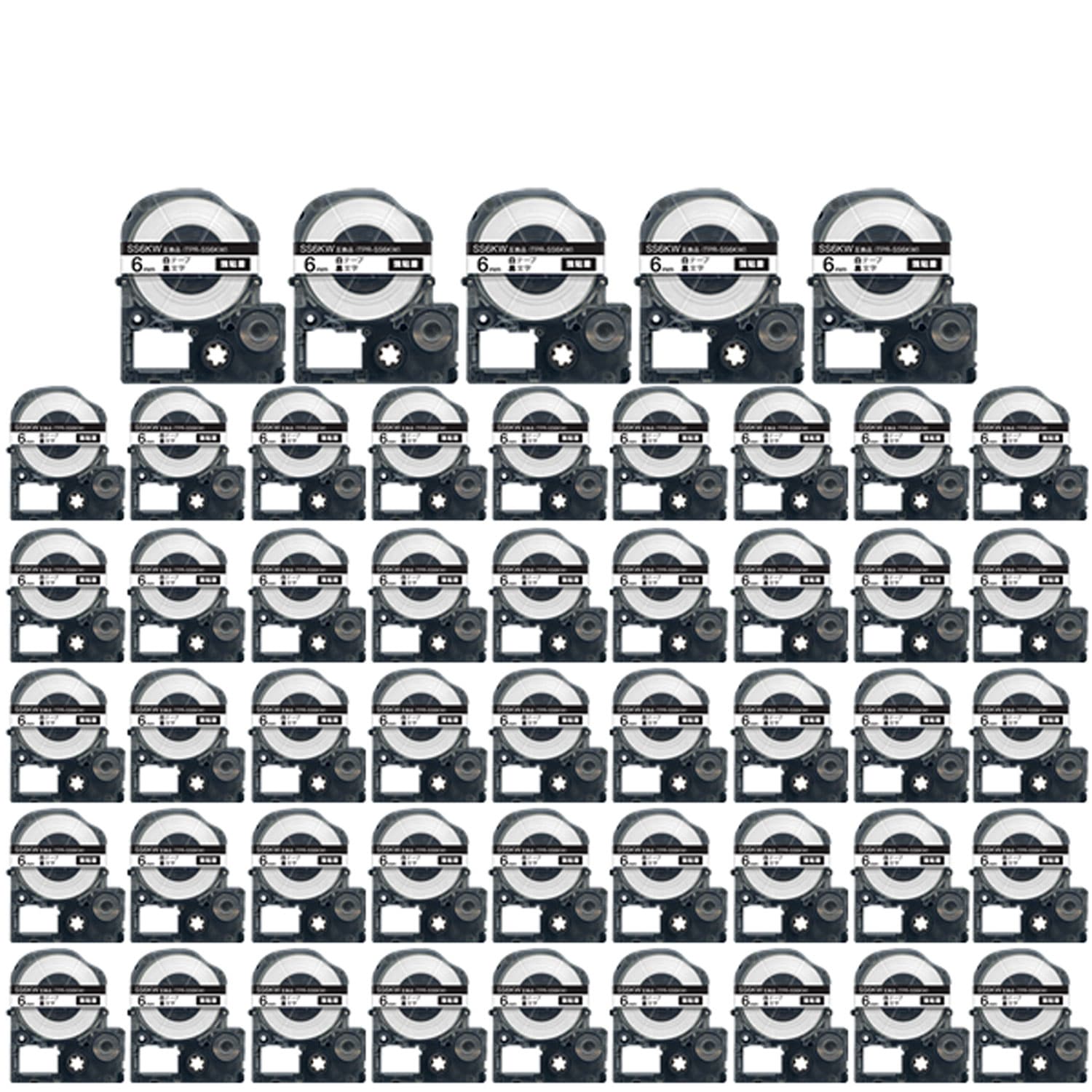 キングジム用 テプラ PRO 互換 テープカートリッジ SS6KW 白ラベル 強粘着 50個セット 6mm／白テープ／黒文字 12,705円
