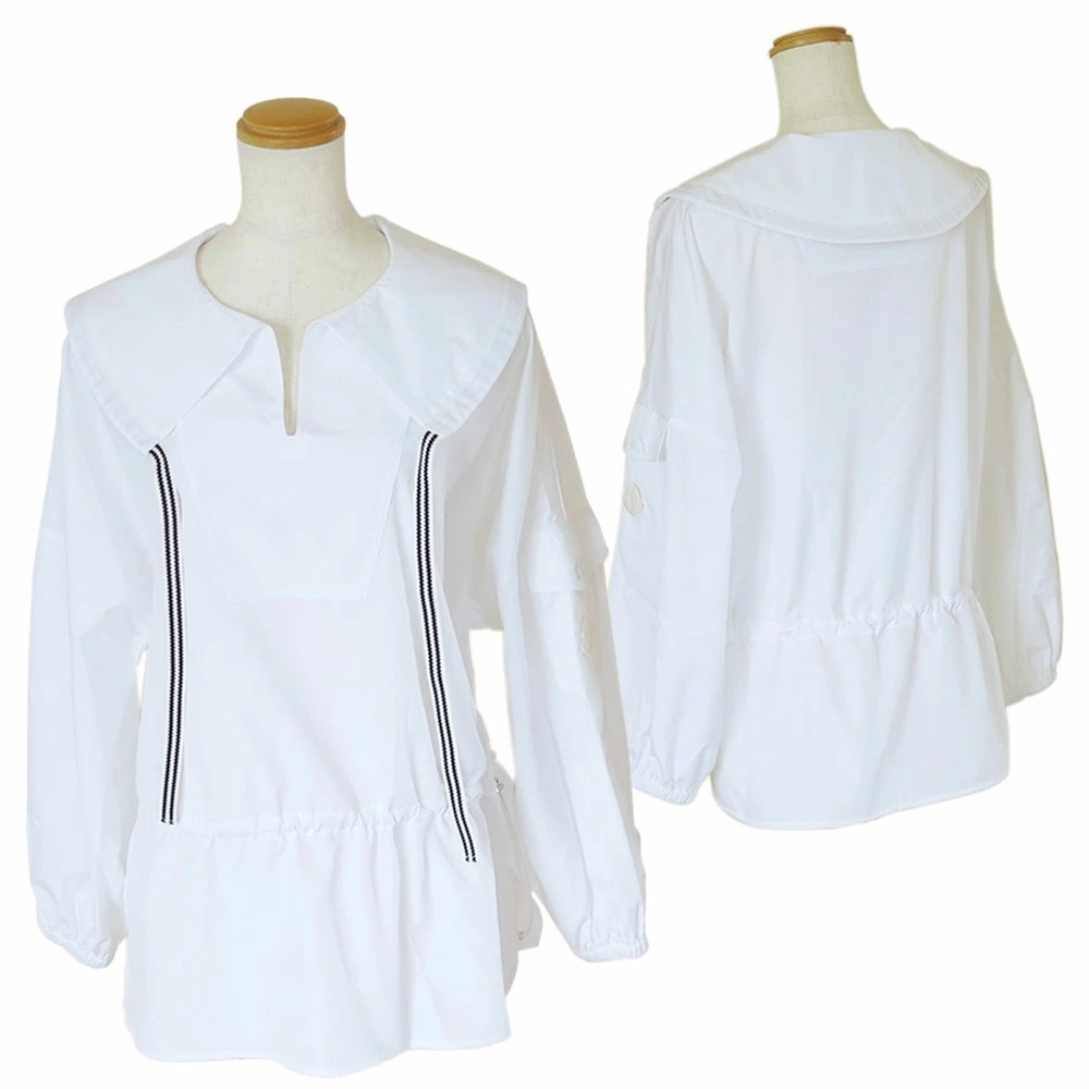 国産品 レディース ブラウス 2F00004 ホワイト リボン 襟付き 長袖 シャツ 001 2699U シャツ・ブラウス