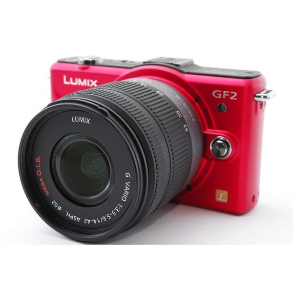 【中古】パナソニック Panasonic DMC-GF2 レンズキット レッド 美品 SDカード付き