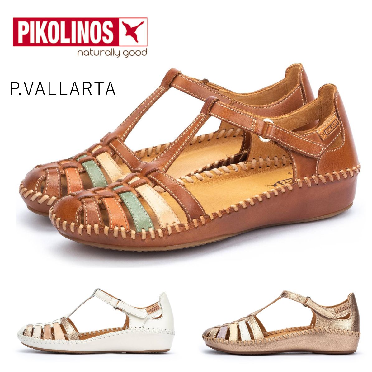 ピコリノス PIKOLINOS レディース レザー サンダル ストラップ フラットシューズ PK-587 本革 655-0843 587 スペイン P.VALLARTA