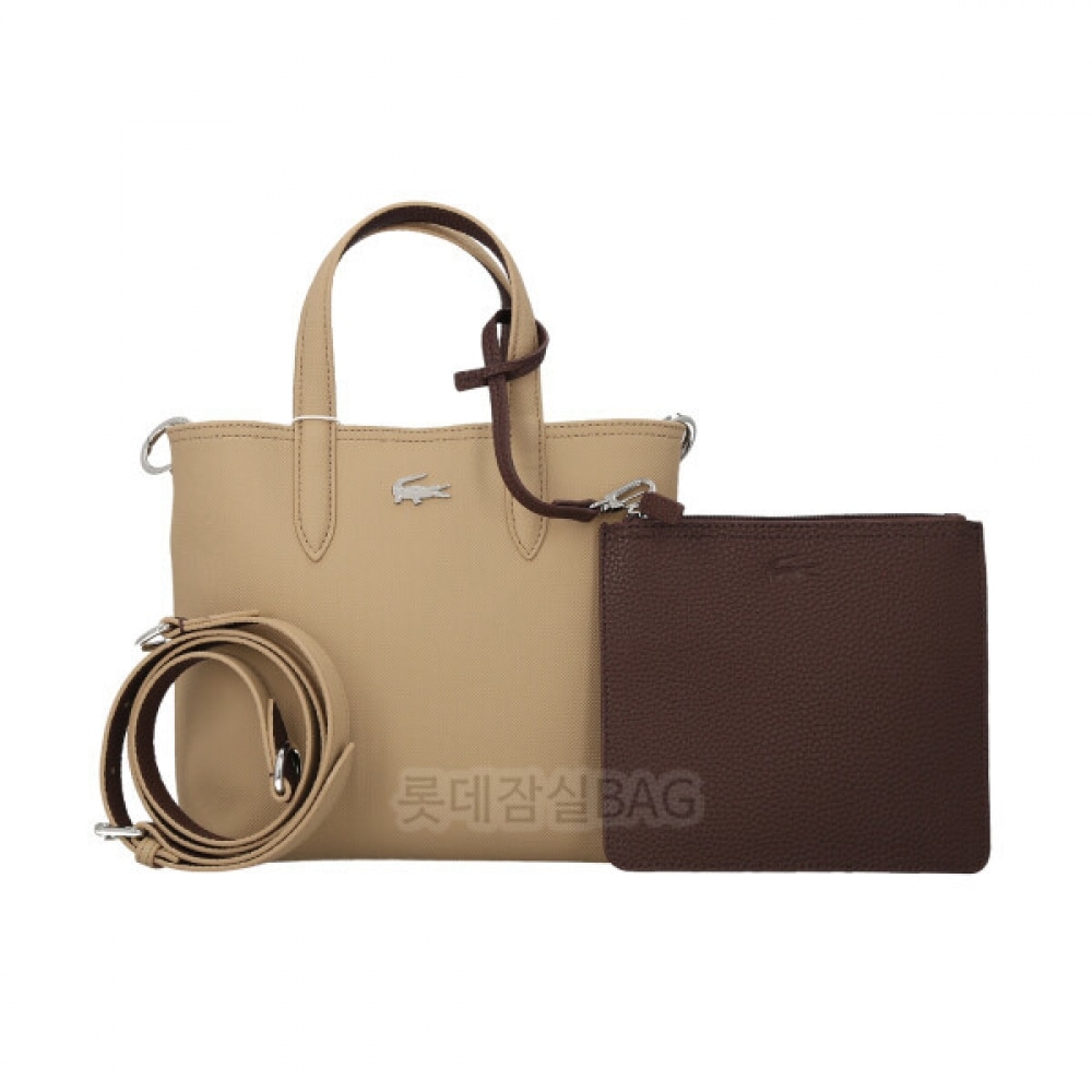 ラコステ ANNA クロス トートバッグ - R39ベージュ