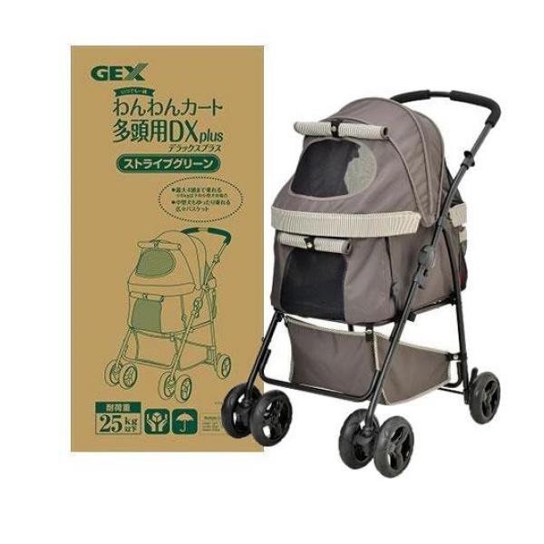 GEX わんわんカート 多頭用DXplus-N 1台入 (ストライプグリーン)