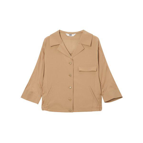 [24FW] [価格引き下げ]ベージュソリッドシルクシフォン配色7分袖シャツ(シャツジャケット st) DLSH4C707I2