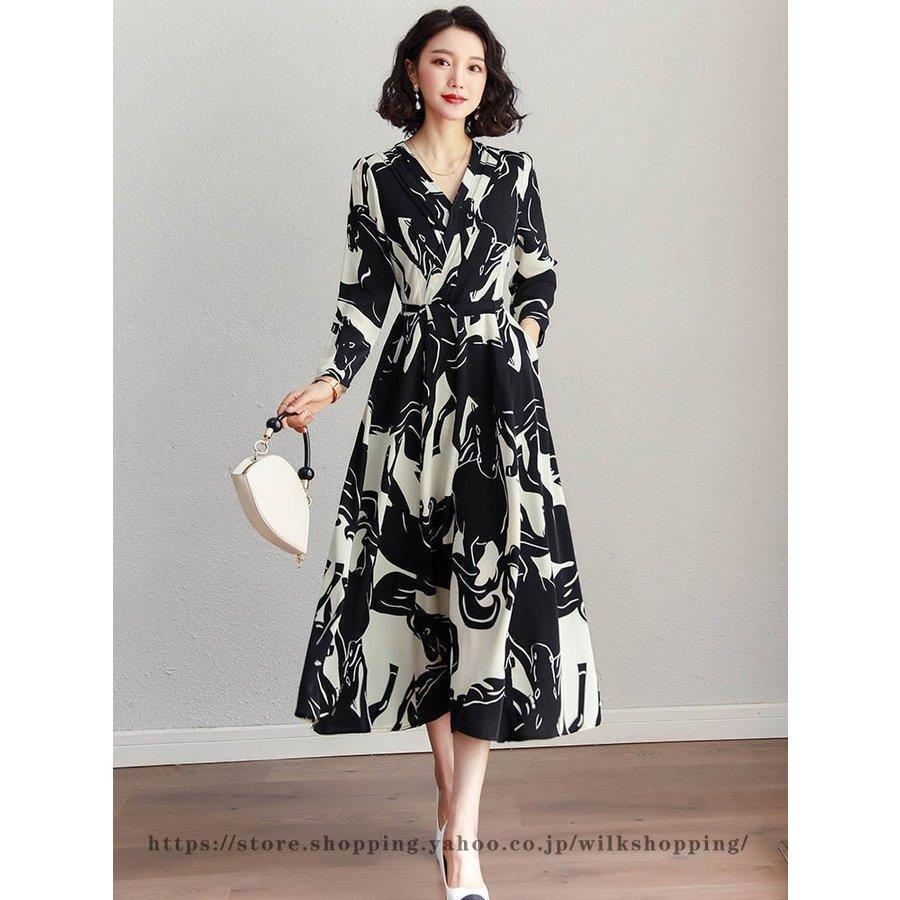 ワンピース ロング レディース きれいめ ロングワンピース 長袖 秋ワンピース Vネック ベルト付き マキシワンピ Aライン 40代 50代 フォーマル ドレス 着痩せ