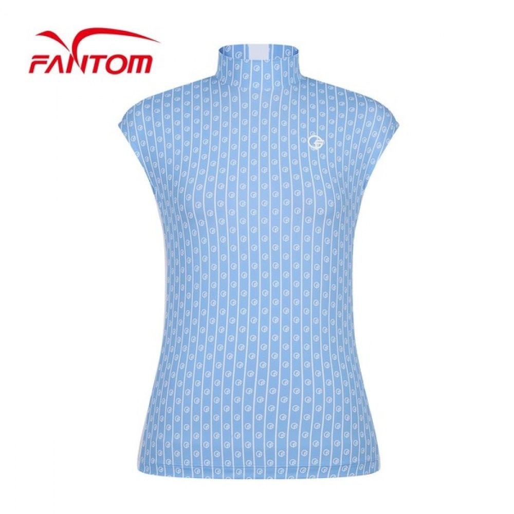 (Phantom) レディースロゴ柄ハーフネックノースリーブTシャツ