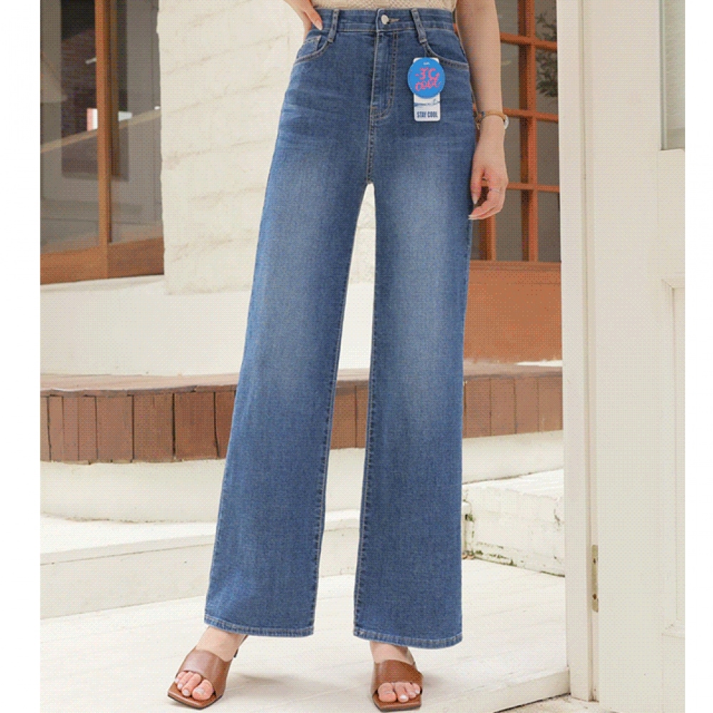 クリックアンファニー冷気満載ワイドデニムパンツ[S,M,L,XLサイズ]