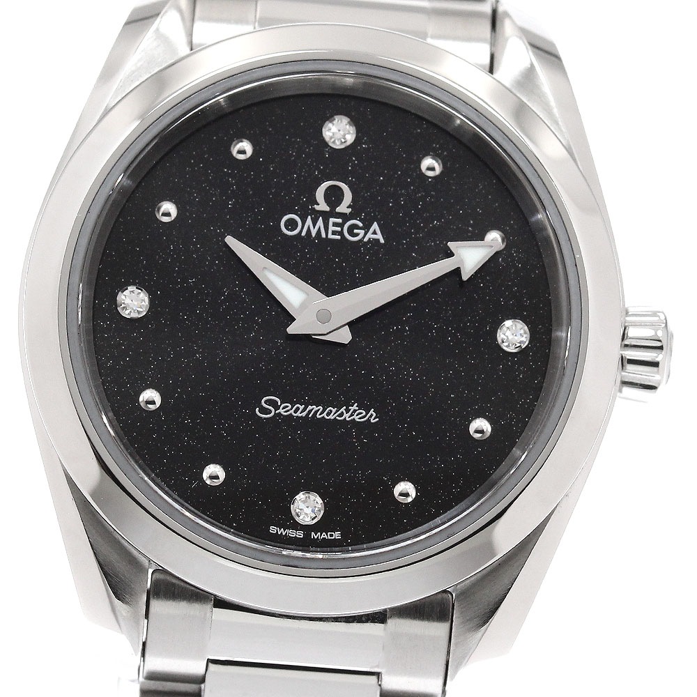 オメガ OMEGA 220.10.28.60.51.001 シーマスター アクアテラ 150M 4Pダイヤ クォーツ レディース 美品 箱付き_956282【中古】