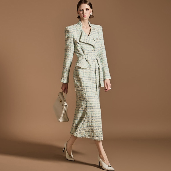 D5133 ベルト セット ウール ツイード ワンピース