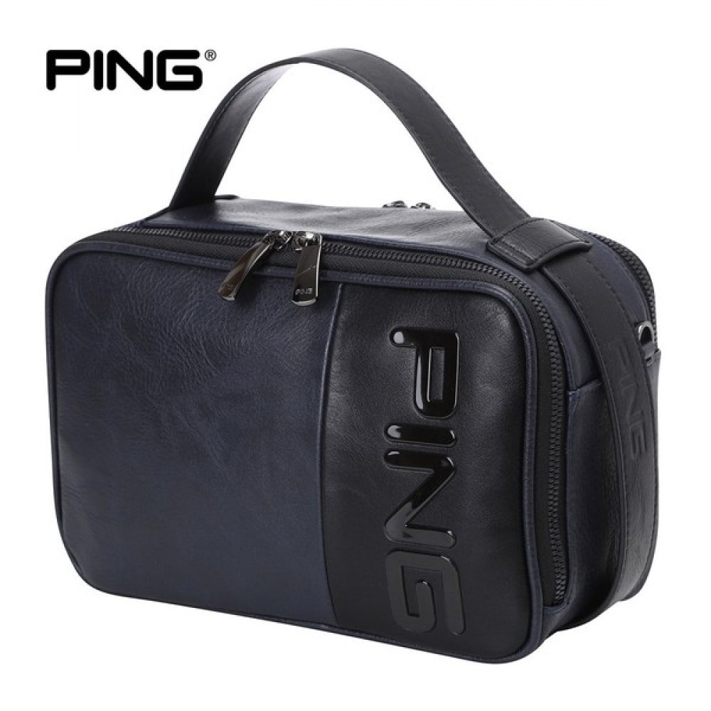 [Ping] メンズ切開カラーツーファスナーポーチバッグ