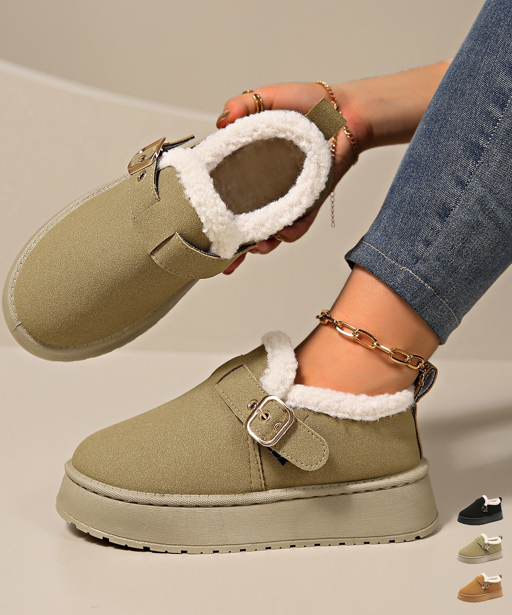 国内即納 厚底ムートンブーツ 裏起毛ショートブーツ 3JIANLONG-079