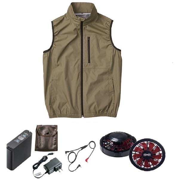 KU92140 空調服 ポリ製 遮熱 立襟 ベスト FAN2200BR/LIPRO2 カーキ緑 3L 15,364円