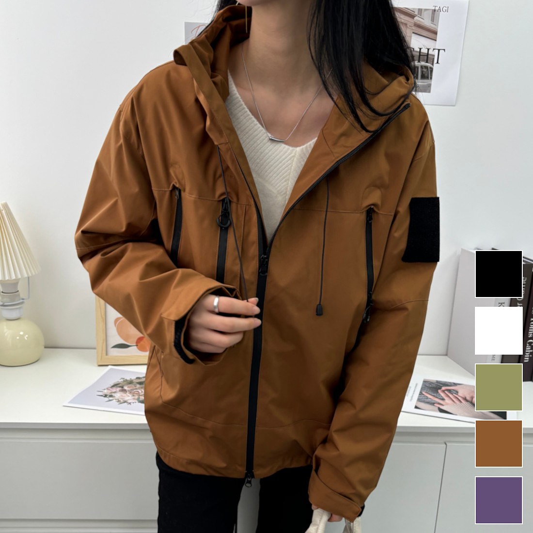 新発売!機能性の高いマウンテンジャケット ジャケット アウター ウィンドブレーカー スポーティー カジュアル 男女兼用 ユニセックス 多機能 防水 防風 ポケット フード アウトドア スポーツ観戦 5,224円