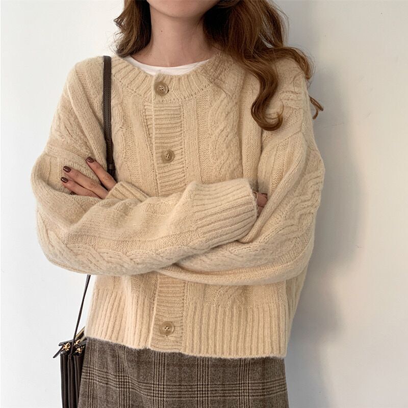 レディース トップス カーディガン 長袖 ラウンドネック 襟なし ノーカラー 前開き ボタン かわいい 大人可愛い シンプル カジュアル おしゃれ こなれ感 ラフ 楽天市場】「少しだけ甘さを足して」ニット カーディガン 長袖