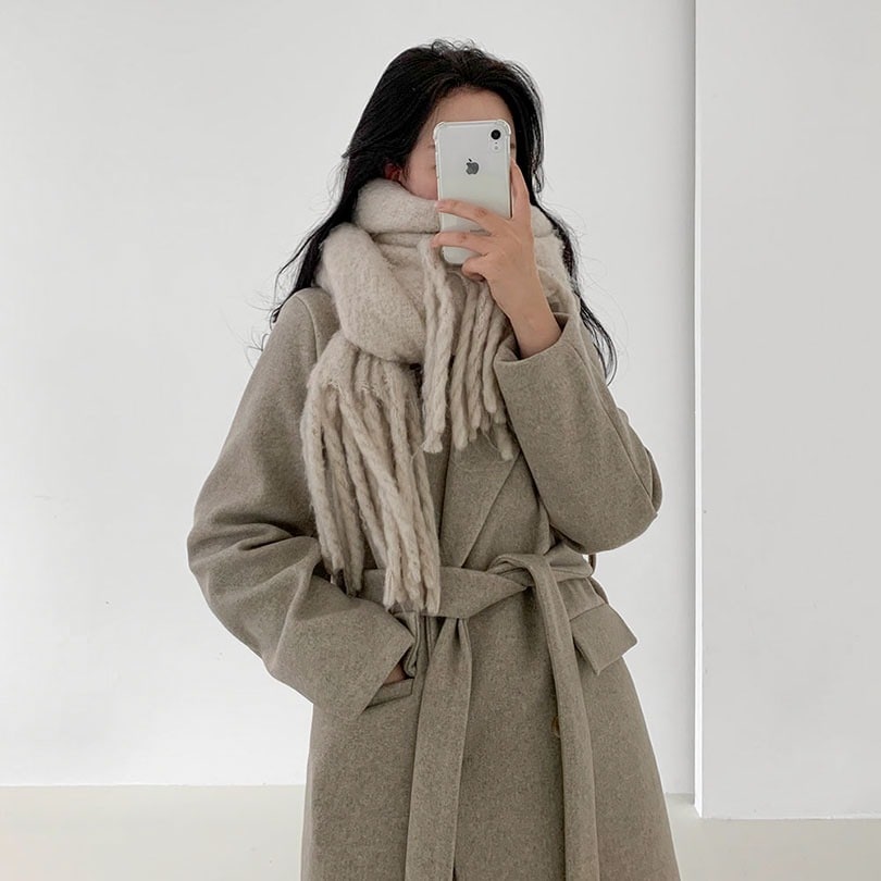 韓国の女性ファッション / カシミアウールダブルロングコート ct1022