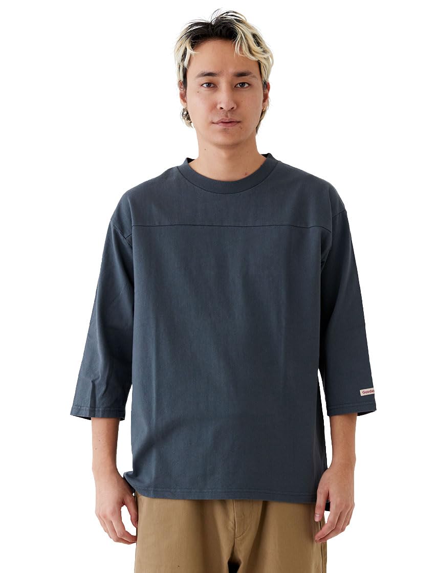 [グッドウェア] 7分袖 フットボール Tシャツ レギュラー ヘビーウェイト 7.6オンス USAコットン メンズ 厚手 (XL, ブルーグレー)